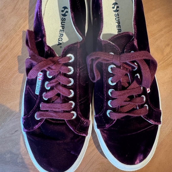 Like New Superga Classic 2750 Velvet Sneakers in Bordeaux/Wine, size 10/41.5 - Picture 12 of 13